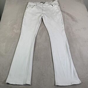 Serenade Jeans Mens 38x36 White‎ Slim Straight Stretch Distressed Denim Pants